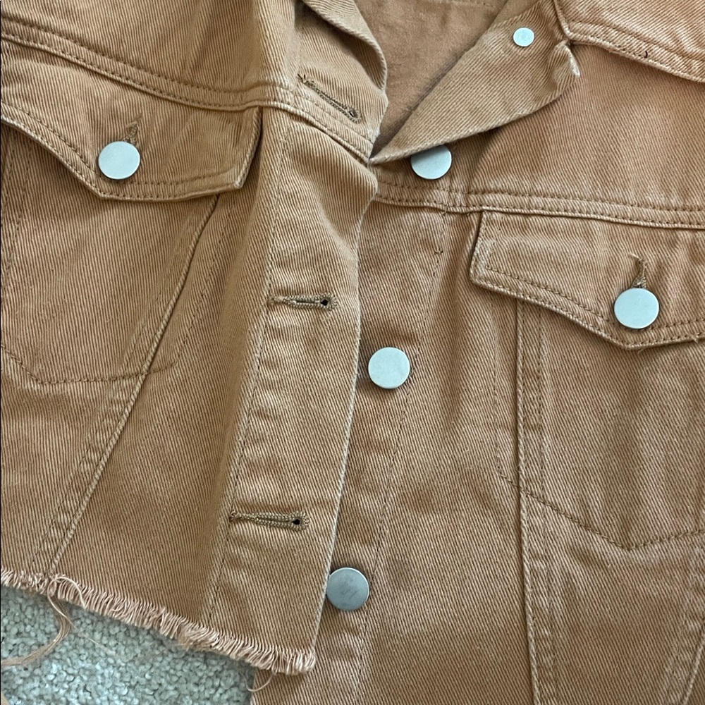 Rust Colored Cropped Denim Jacket - image 2